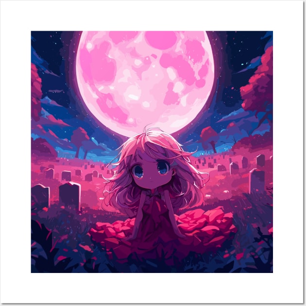 Waiting in the pink full moon Wall Art by TomFrontierArt